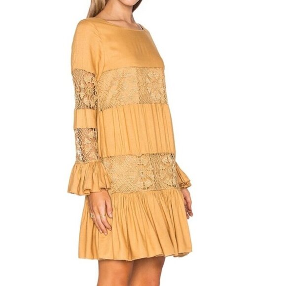 REVOLVE Tularosa Women's Mini Dress Ruffle Long Sleeve Saffron Yellow Size XS - Picture 5 of 16
